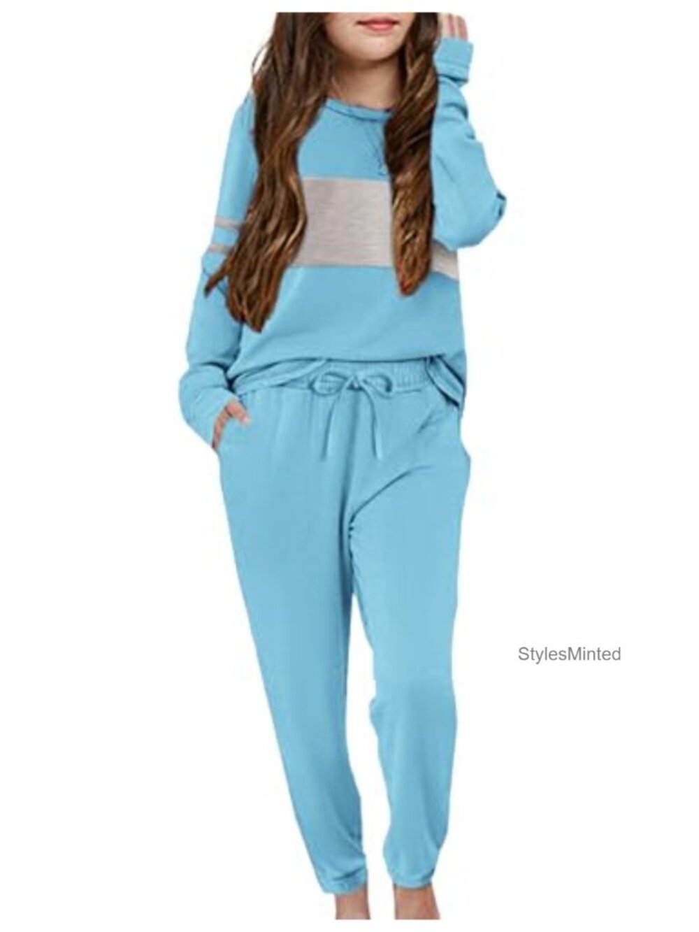 Girls 2 Piece Sweatsuit Set Long Sleeve Pullover Sweatpants Loungewear